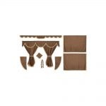 Kit de Cortinas Camião Tecido Opaco Castanho Franjas Bege