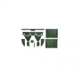 Kit Cortinas Tecido Opaco Verde Franjas Brancas