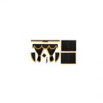 Kit Cortinas Tecido Opaco Preto Franjas Dourado