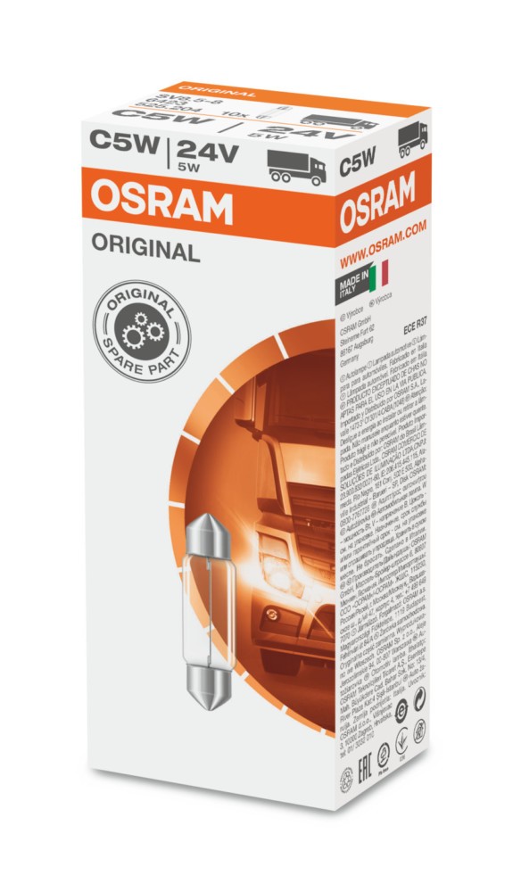 Caixa Lâmpadas 24V Osram C5W exemplo