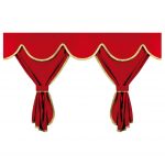 Kit de Cortinas Opacas Vermelha e Franja Dourada