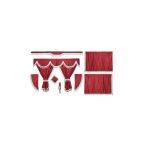 Kit de cortinas de tejido opaco rojo con franjas blancas