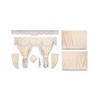 Kit Cortinas Tecido Opaco Bege Franjas Finas Brancas