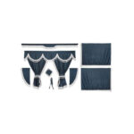 Kit de Cortinas em Tecido Opaco Azul Escuro Franjas Brancas