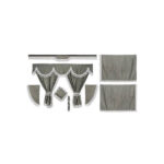 Kit de Cortinas em Tecido Opaco Cinza Franjas Brancas