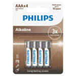 Blister 4 Pilhas LR3 AAA Alcalina Philips