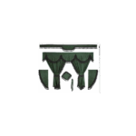 Kit Cortinas Tecido Opaco Verde Franjas Preta