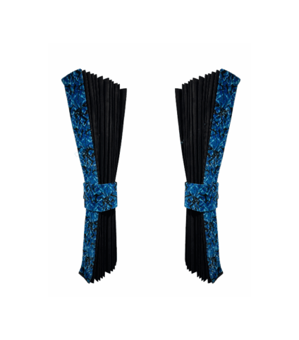 Kit De Cortinas Frente Azul Estilo Tecido Dinamarquês