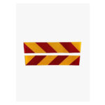 Fita adesiva refletora vermelha e amarela, segurança rodoviária.