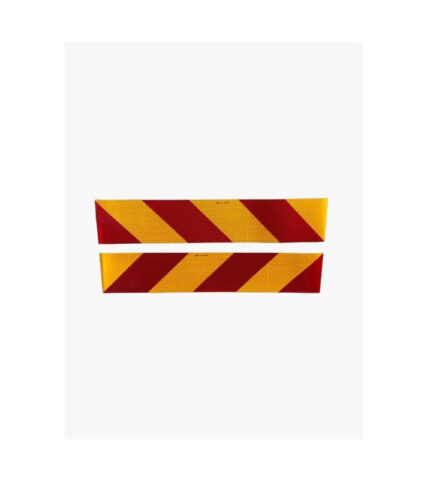 Fita adesiva refletora vermelha e amarela, segurança rodoviária.