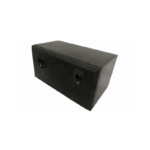 Caixa preta metálica com fechos laterais