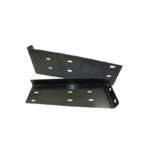 Suporte metálico preto com furos múltiplos.