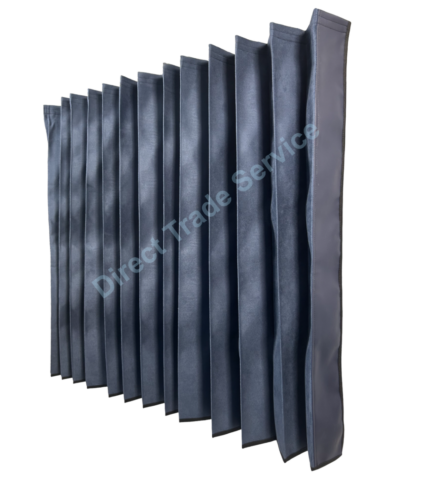 Cortina de onda dupla cinzenta para isolamento acústico.