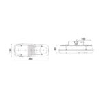 Diagrama técnico de peça com medidas detalhadas.