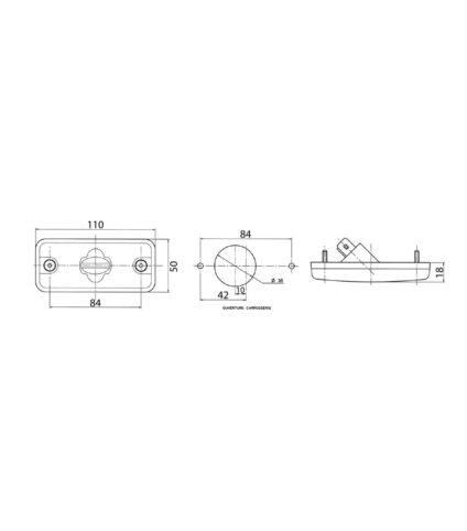 Diagrama técnico de peça mecânica com dimensões detalhadas.