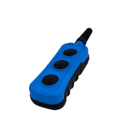 Controlo remoto azul com três botões