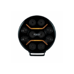 Foco de luz LED redondo preto para veículos.