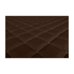 Textura de couro castanho acolchoado com costuras brancas.