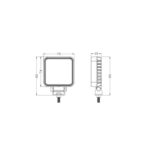 Diagrama técnico de uma luz LED com medidas