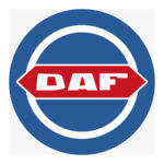 Logótipo azul e vermelho da marca DAF.