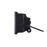 Farol LED preto com fio, vista lateral.