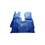 Tapetes azuis personalizados para automóvel com leão bordado.