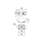 Esquema técnico de peça com dimensões detalhadas.