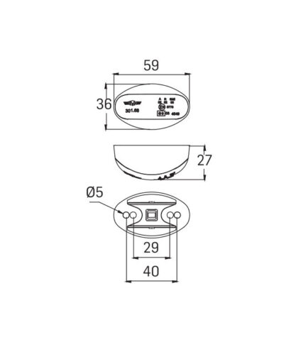 Esquema técnico de peça com dimensões detalhadas.