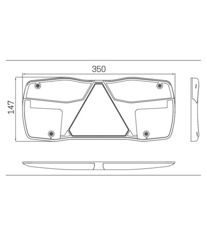 Desenho técnico com medidas de peça automotiva.