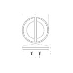 Desenho técnico de tampa de sanita redonda.