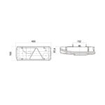 Esquema técnico de objeto com medidas em milímetros.