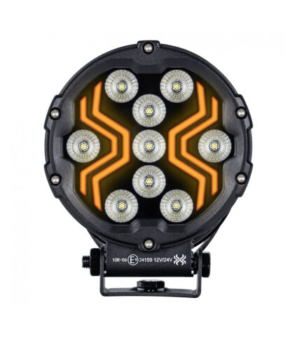 Luz LED redonda com design moderno e dinâmico.