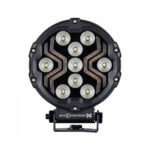 Farol LED redondo com múltiplas luzes.