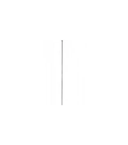 Bastão fino de metal vertical sobre fundo branco.