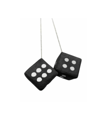 Dois dados pretos pendurados