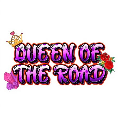 supawork-d2b0fc5f82664616b58c0affdb581008 Texto 'Queen of the Road' decorado.