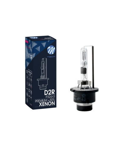 Lâmpada de xenon D2R M-Tech e embalagem.